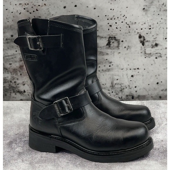 Herman Survivors Boots Motorcycle Trooper Engineer Buckle Steel Toe Mens Size 8 main image 4
